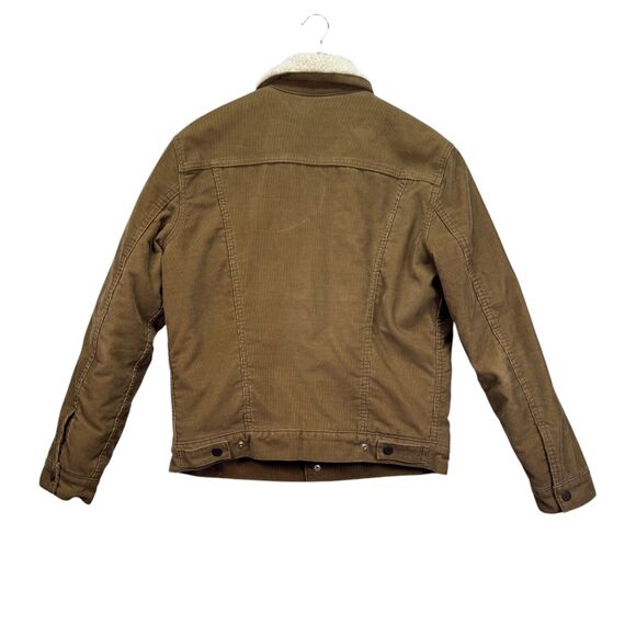 Men's Levi Strauss Corduroy Sherpa Lined Button Up Truckers Winter Tan Jacket M - Picture 2 of 6